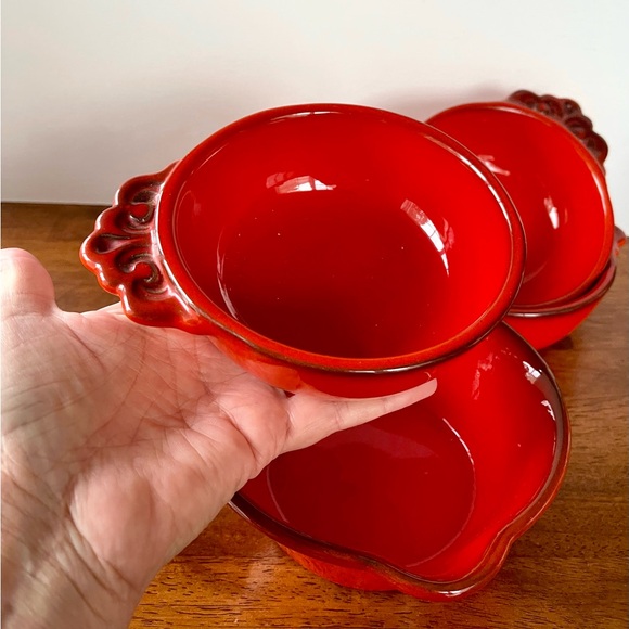 Metlox Poppytrail Red Rooster Vernon Set 4 Open Soup Server/Bowls and Gravy Boat - Picture 5 of 10